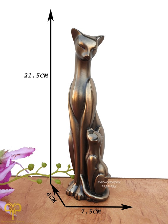 猫の家族のアイドル、21.5 CM、接着ブロンズ座る猫と子猫、赤ちゃん