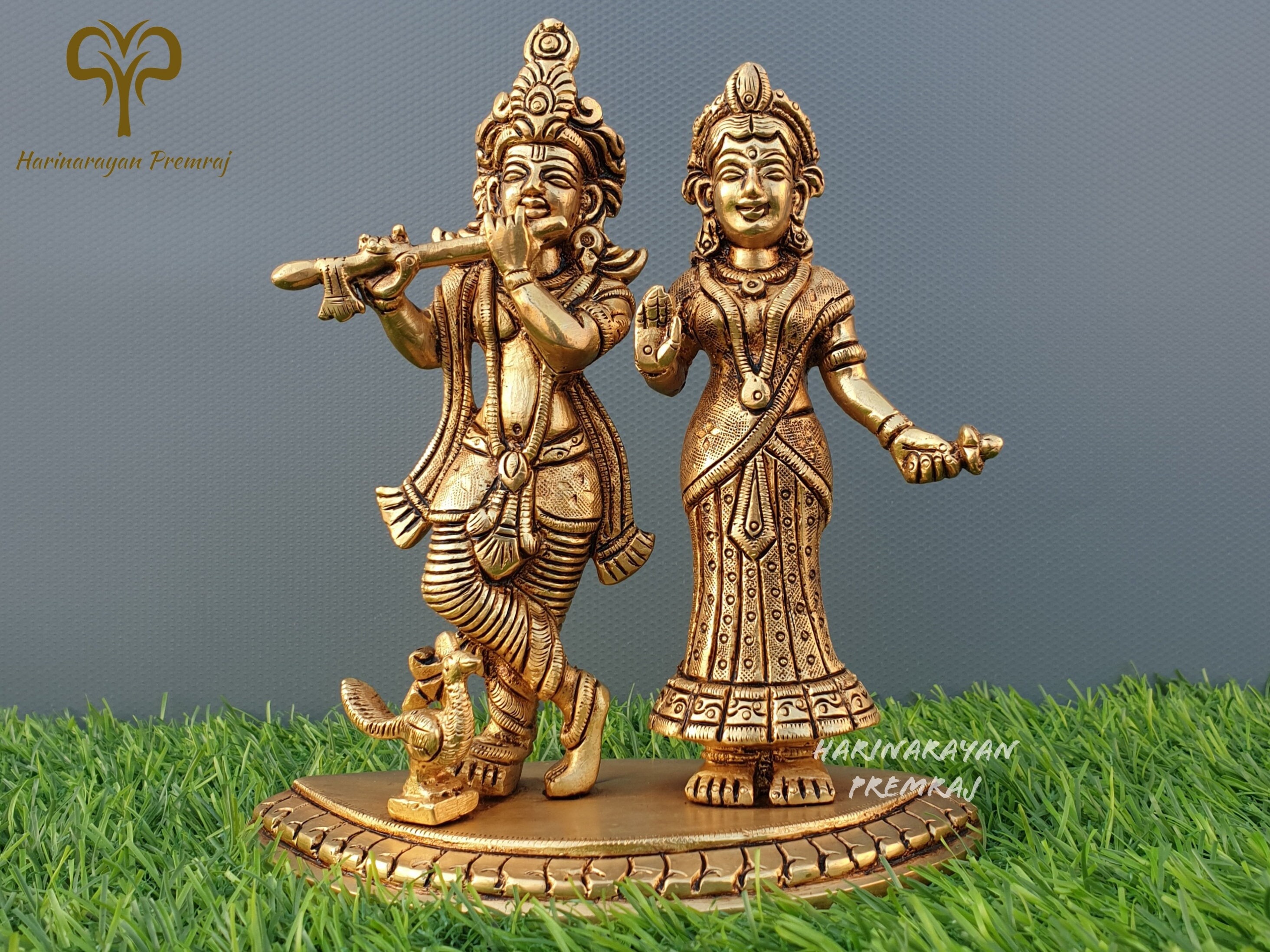 真鍮製ラーダ クリシュナ像、16.5 CM ラーダ クリシュナ像 立っている