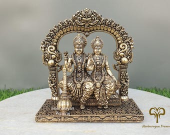 Brass Vishnu Lakshmi Statue Fine 12CM Brass Lakshmi Narayan Statue, Blessing Vishnu Laxmi Statue, Laxmi Narayana Idol, Vishnu Lakshmi Statue