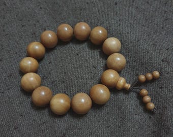Pure Mysore Sandalwood 16MM Bracelet, Original Mysore Sandalwood Stretch Bracelet, Buddhist Bracelet, Handmade Bracelet, Elastic Cord.