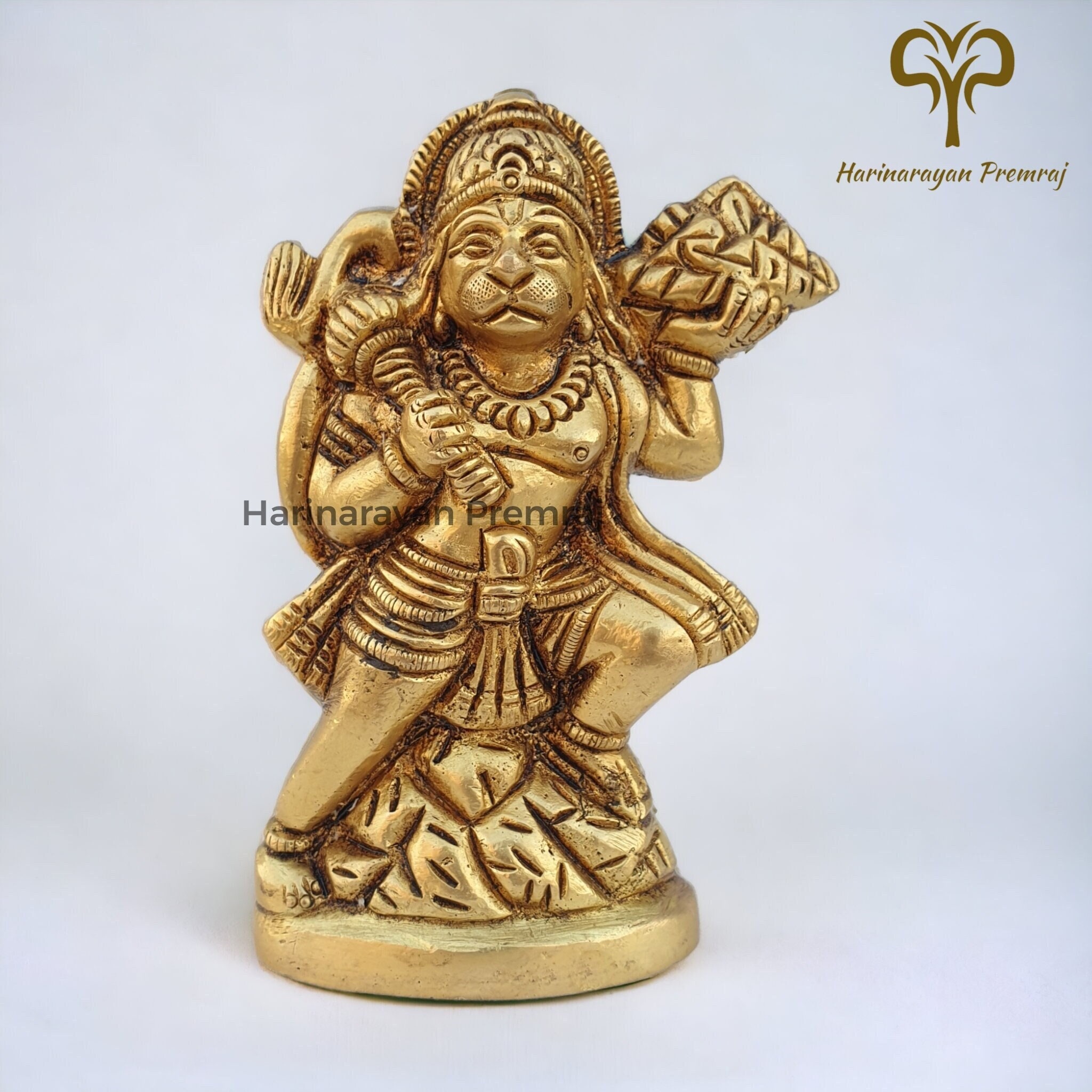 Brass Hanuman Statue, 10.5 CM Lord Hanuman With Sanjivani Mountain ...