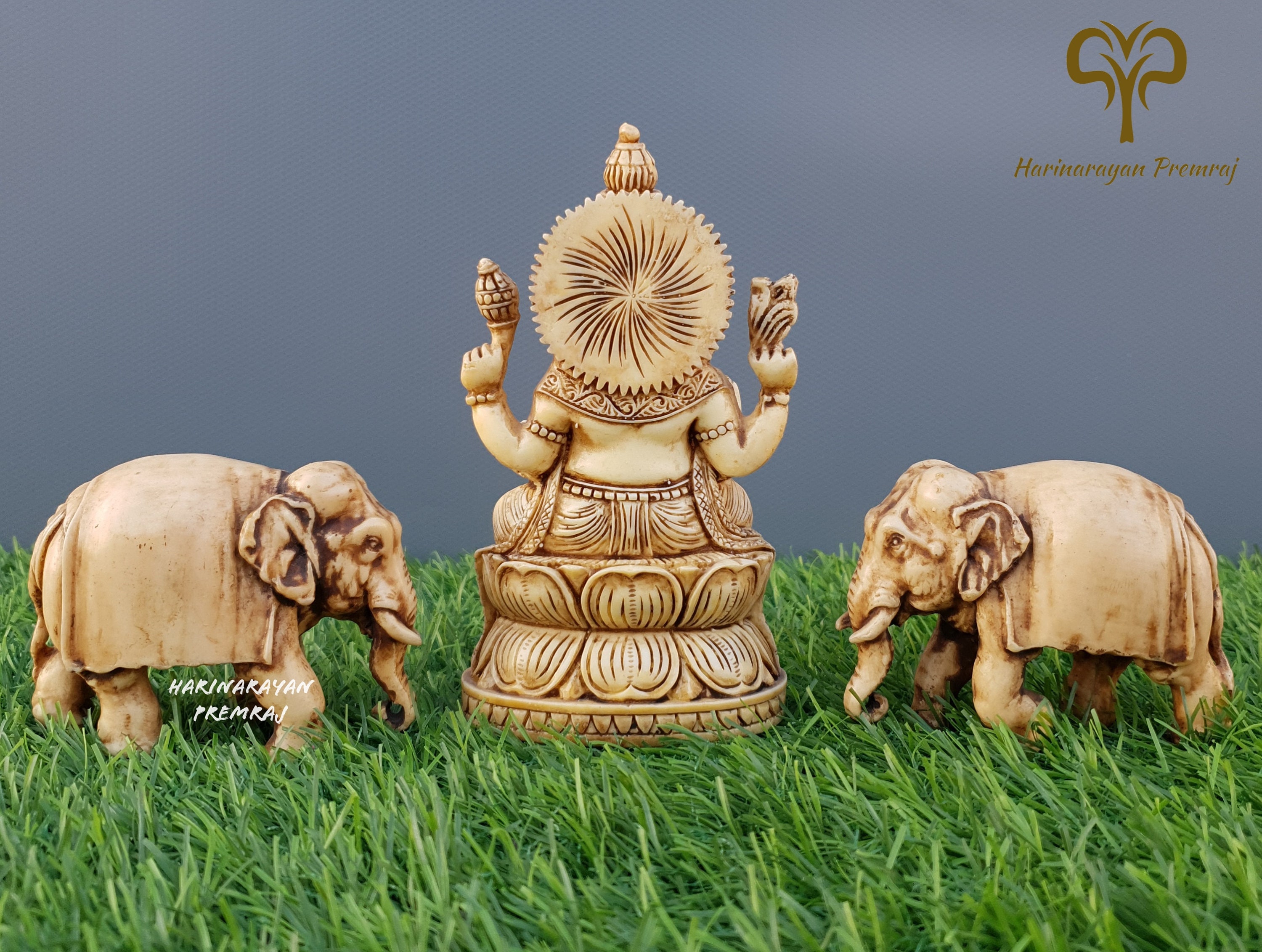 Lord Ganesha Statue, 13CM Ivory Look Antique Finish Cultured