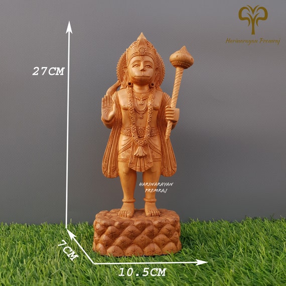 ハヌマーン像 木製、27 CM 主ハヌマーン スタンディング アイドル