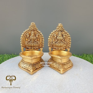 Brass Laxmi Charan Diya Set (Pair of 2) - Accessory