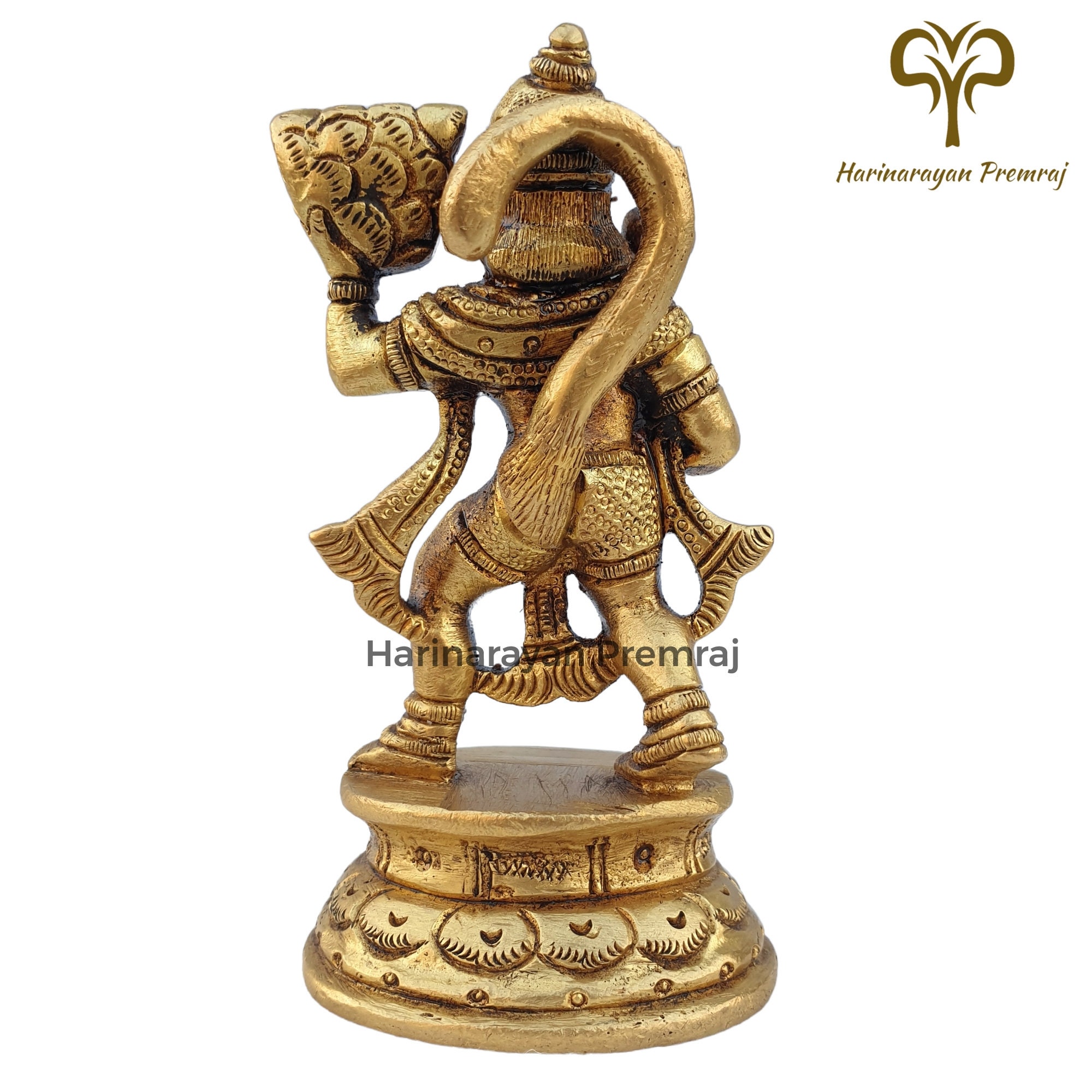 Brass Lord Hanuman Statue, 10CM Hanuman With Sanjivani Mountain Idol ...