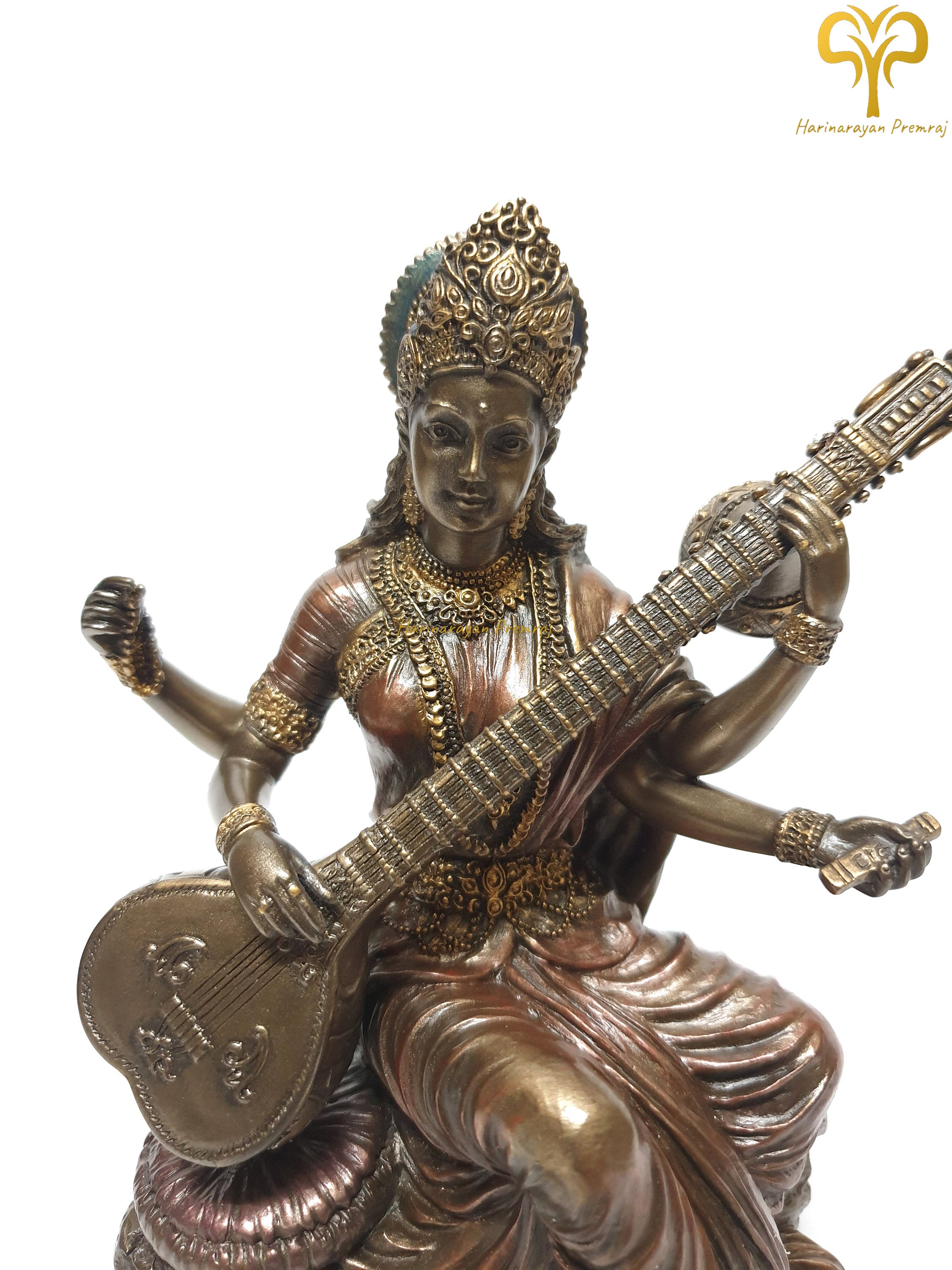 Saraswati Statue, Sarasvati Statue, 6.1” Inch Bonded Bronze
