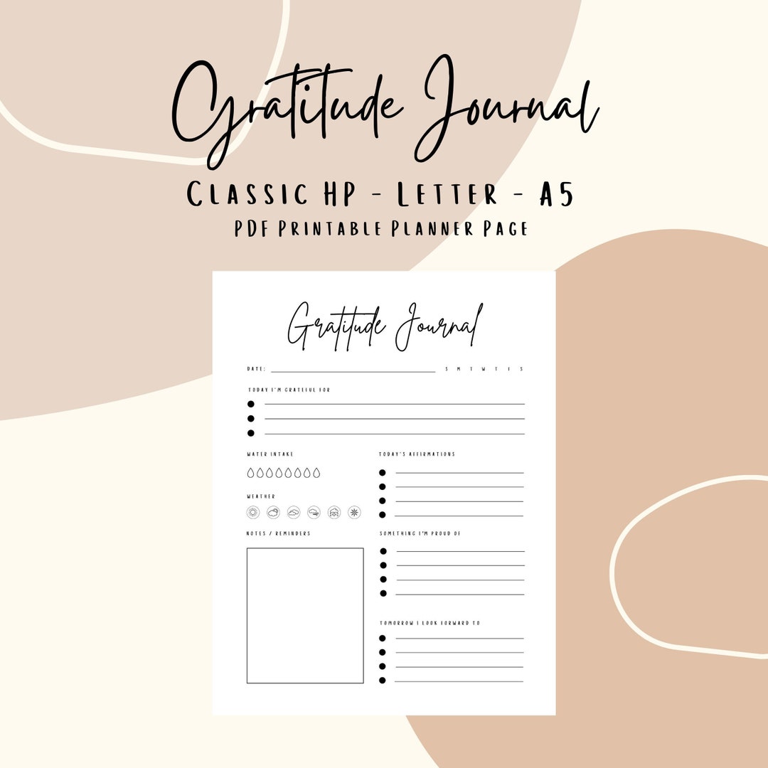 Gratitude Journal Planner Page (3 Sizes) - Printable PDF - Happy ...