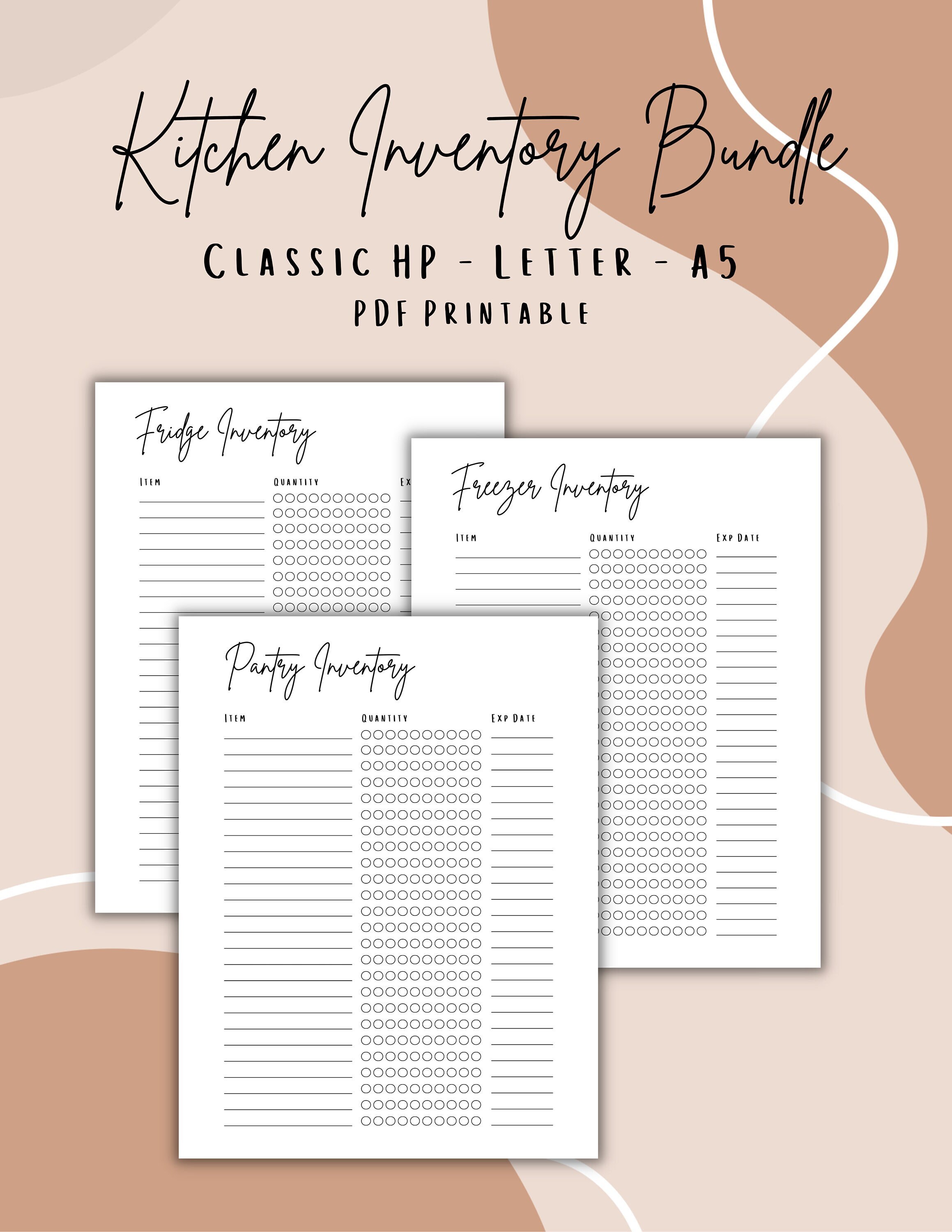 Kitchen Inventory Bundle - Printable PDF - Household Binder - Happy ...