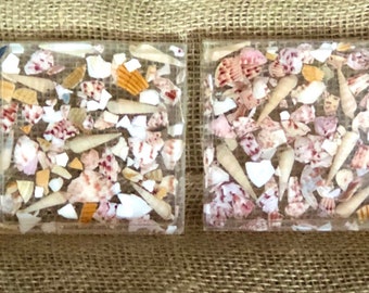 Sea Shell resin Coasters set of 4