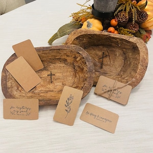 Small Prayer Bowl | Wood Prayer Bowl | Cross | Dough Bowl | Christian Gifts | Prayer Cards | Farmhouse Rustic Catch All Tray | Prayer