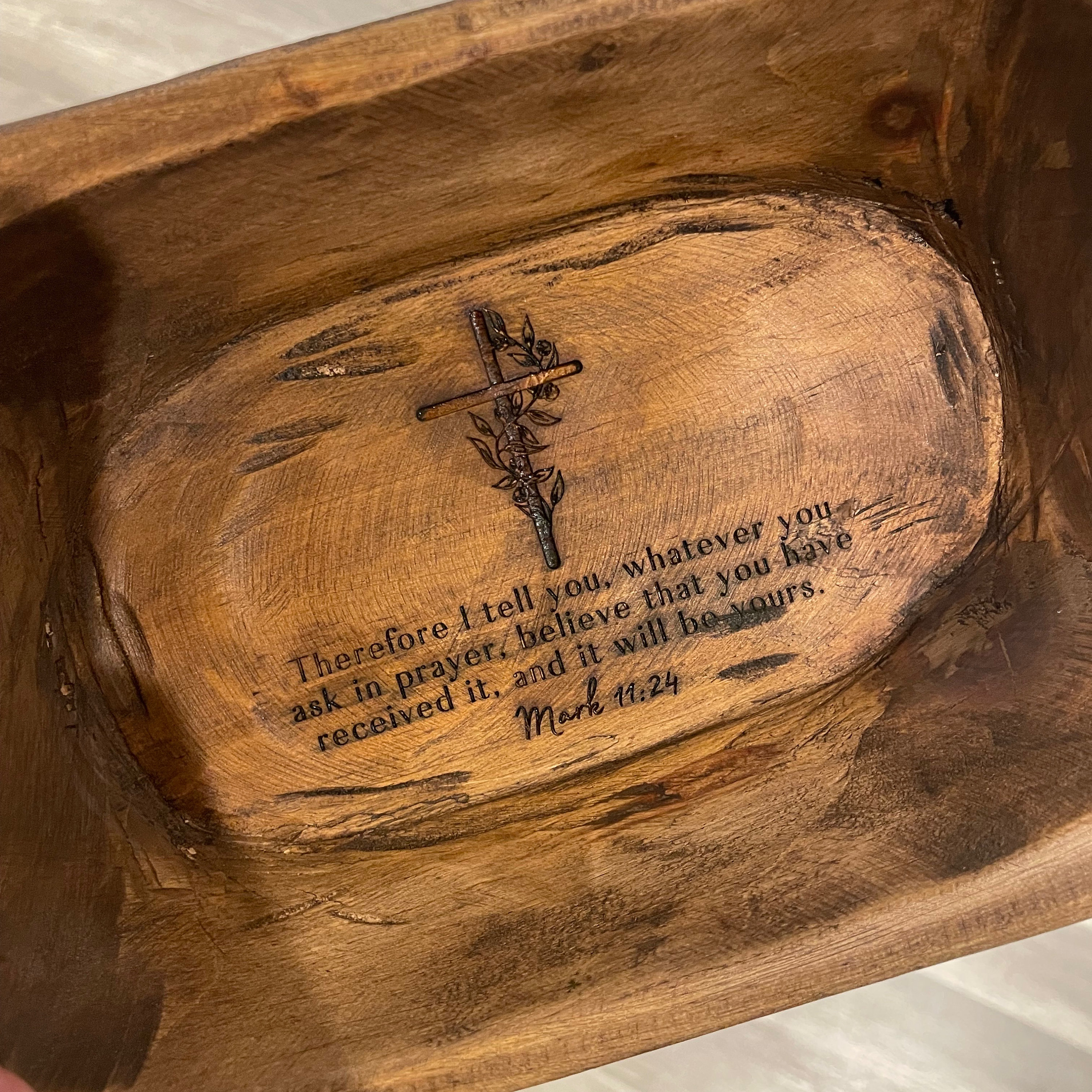 Mark 11 Personalized Small Prayer Bowl | Dough Bowl | wood prayer bowl | Custom Prayer Bowl | Rustic Catch All Tray | Personalized Gift
