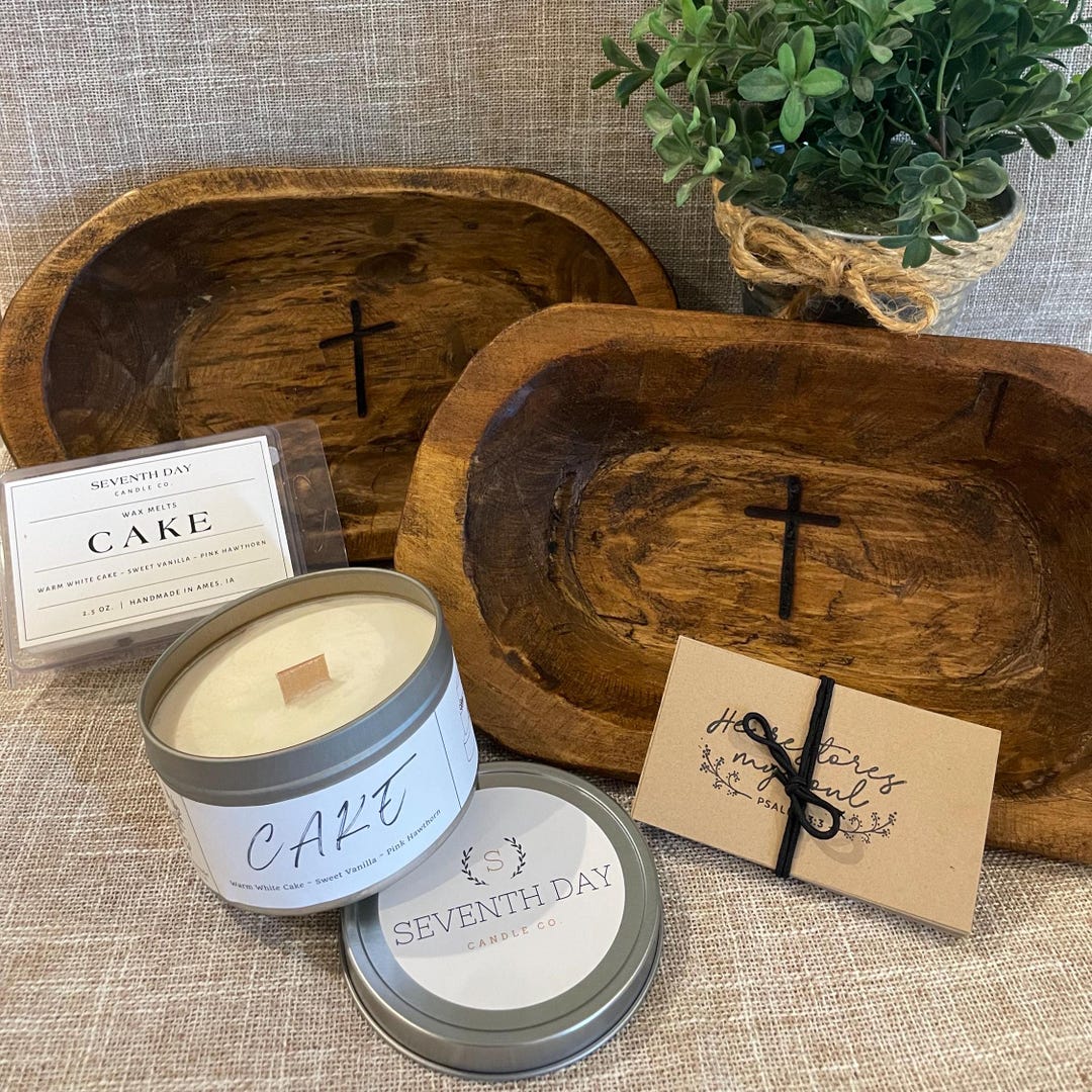 Christian Wedding Gift Set | Wooden Prayer Bowl, Cake Candle - Etsy