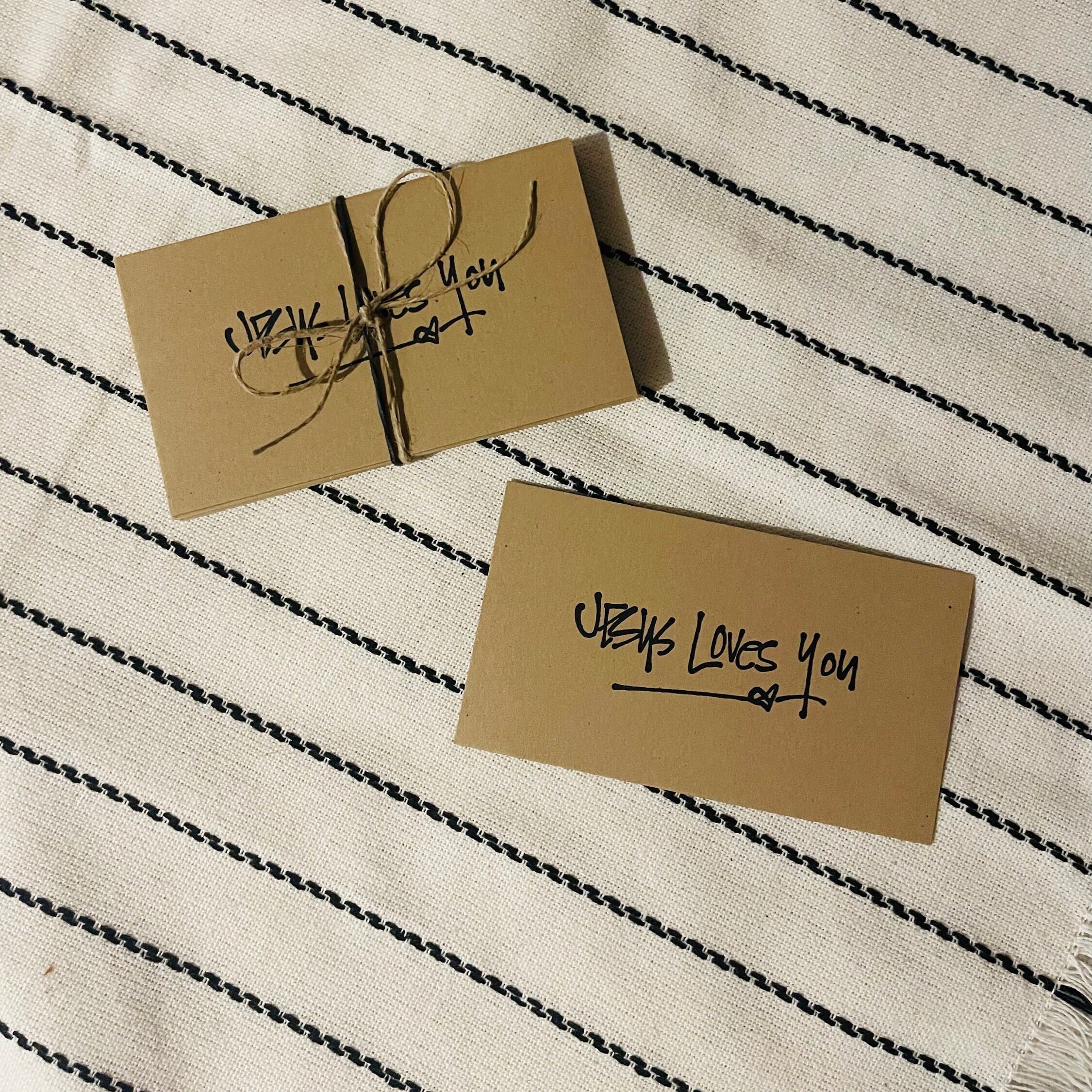 Minimalist Kraft Paper Cards | Kraft Card | Gift Tag | Jesus Loves You Prayer Cards | easter basket tag | Hand-stamped Kraft Card | VBS Card