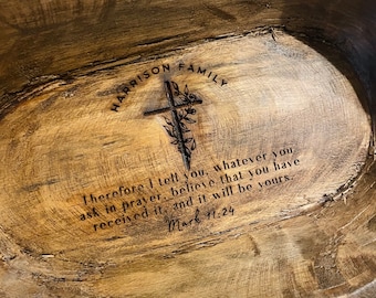Mark 11 Personalized Small Prayer Bowl | Dough Bowl | wood prayer bowl | Custom Prayer Bowl | Rustic Catch All Tray | Personalized Gift