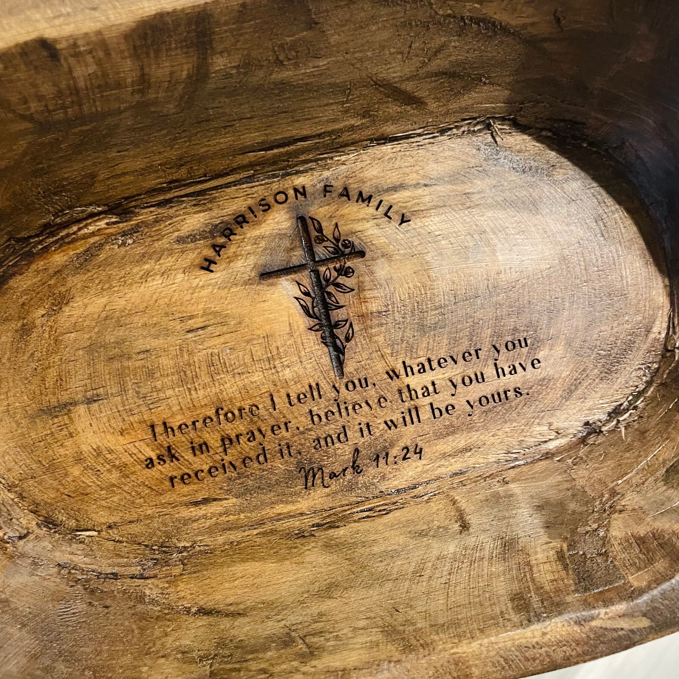 Mark 11 Personalized Small Prayer Bowl | Dough Bowl | wood prayer bowl | Custom Prayer Bowl | Rustic Catch All Tray | Personalized Gift