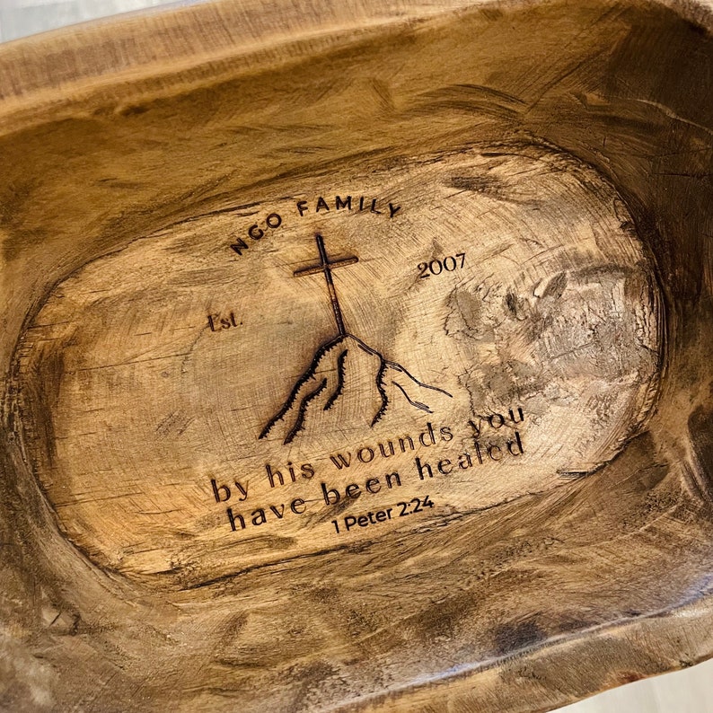 Personalized Small Mini Prayer Bowl Dough Bowl Prayer Bowl Best friend gift box Farmhouse Rustic Catch All Personalized Religious Gift image 2