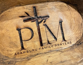 Personalized Wedding Dough Bowl: Engraved Christian Gift with Scripture Cards
