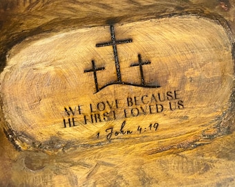Engraved Prayer Dough Bowl: Rustic Christian Gift with Prayer Cards