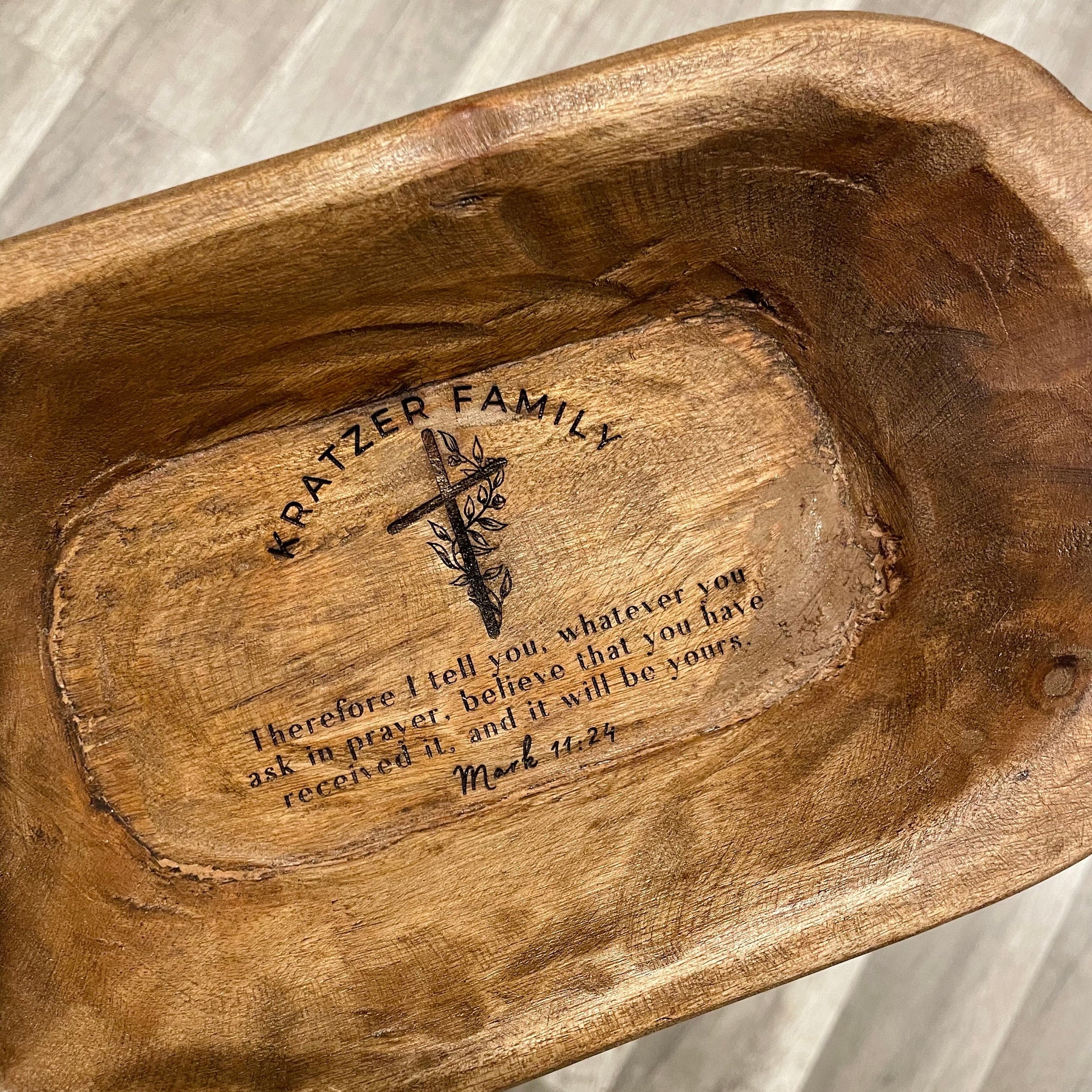 Mark 11 Personalized Small Prayer Bowl | Dough Bowl | wood prayer bowl | Custom Prayer Bowl | Rustic Catch All Tray | Personalized Gift