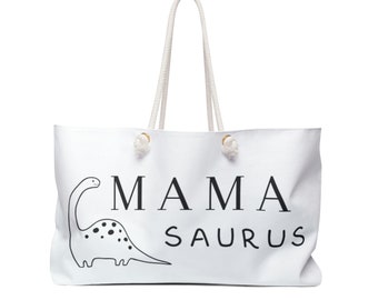 MAMA-saurus Weekender Bag | Everyday Tote | Extra Large Canvas Bag | Weekend Bag | Gym Bag | Beach Bag | Dino Bag | Dino lover | Dino Mom