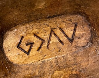 Hand-Carved Wood Prayer Dough Bowl: Rustic Christian Gift