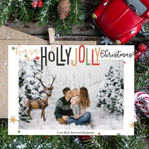 Family Christmas Card With Photo, Holiday Card, Custom Photo Christmas Card, Merry Christmas, Digital Download, 5x7