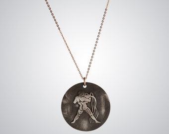 Aquarius Zodiac Necklace, Astrology, 14k Gold, 925 Silver, Gift