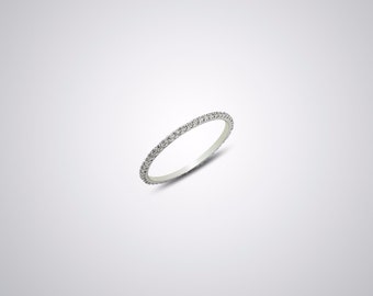Diamond Ring, Wedding Band, Eternity, Full Ring, 14k 0.90gr White Gold, 0.30ct Diamond, Minimal, Bridal, Jewelry for Women
