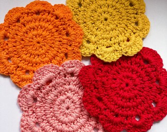 Starburst Crocheted Coasters - Set of 4