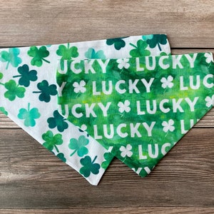 Lucky Dog - Wendehalstuch für Hunde und Katzen | St. Patrick's Day | Personalisiert | Katzen Bandana | Aquarell | Geschenke für Haustiere | Feiertage | Hundemama