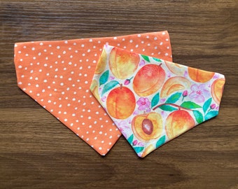 Just Peachy - Dog Bandana: Reversible Over-the-Collar Pet Bandana | Gift for Dog Mom | Summer  Accessory | Spring | Floral Bandana | Fruit