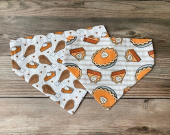Thankful for Drumsticks - Dog Cat Bandana | Reversible | Double Sided | Thanksgiving | Over the Collar | Fall | Personalized | Turkey