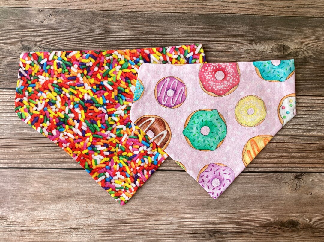 Sprinkle Donuts Reversible Dog Bandana Over the Collar Cat Bandana