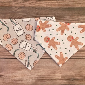 Christmas Cookies - Dog Cat Bandana | Reversible | Double Sided | Christmas | Over the Collar | Personalized | Winter | Gingerbread