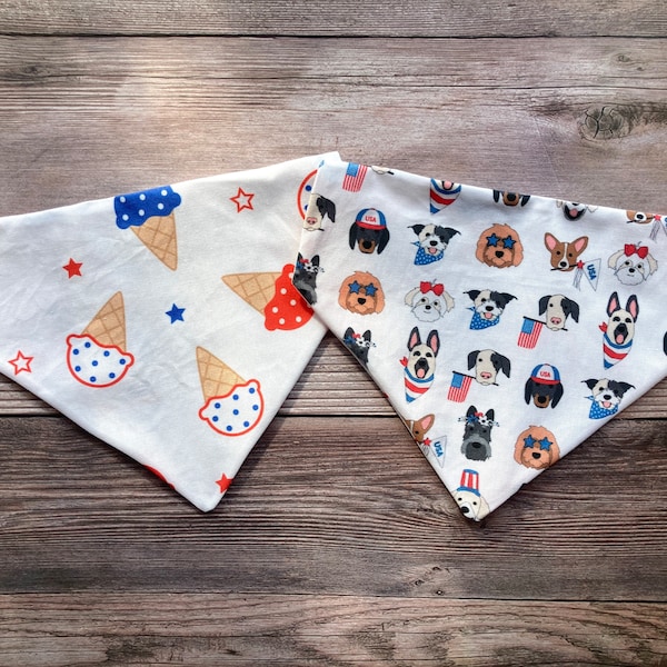 Patriotic Pupper | 4th of July | Reversible Dog Bandana | Novelty | Over the Collar | Personalized | Gifts for Pets