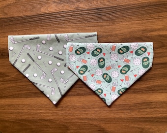 Golfing Pet Bandana: Reversible Over-the-Collar, Personalized | Dog Dad Gift | Dog Accessory | Golf Lover | Dog Mom | Sports Dog Bandana
