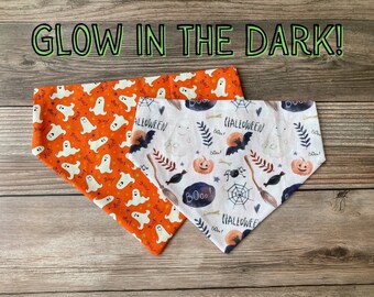 Boo Betch Reversible Dog Bandana | Glow in the Dark | Over the Collar | Fall | Halloween | Cat Bandana | Ghosts | Novelty | Gifts for Pets