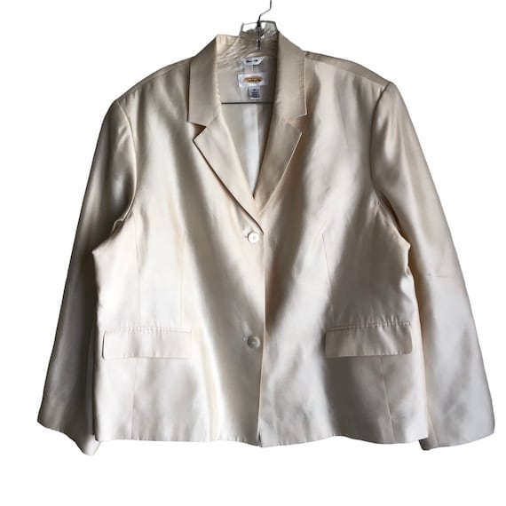 Talbots Women's Pure Silk Blazer Jacket Sz 20 Beige Lined Long Slv