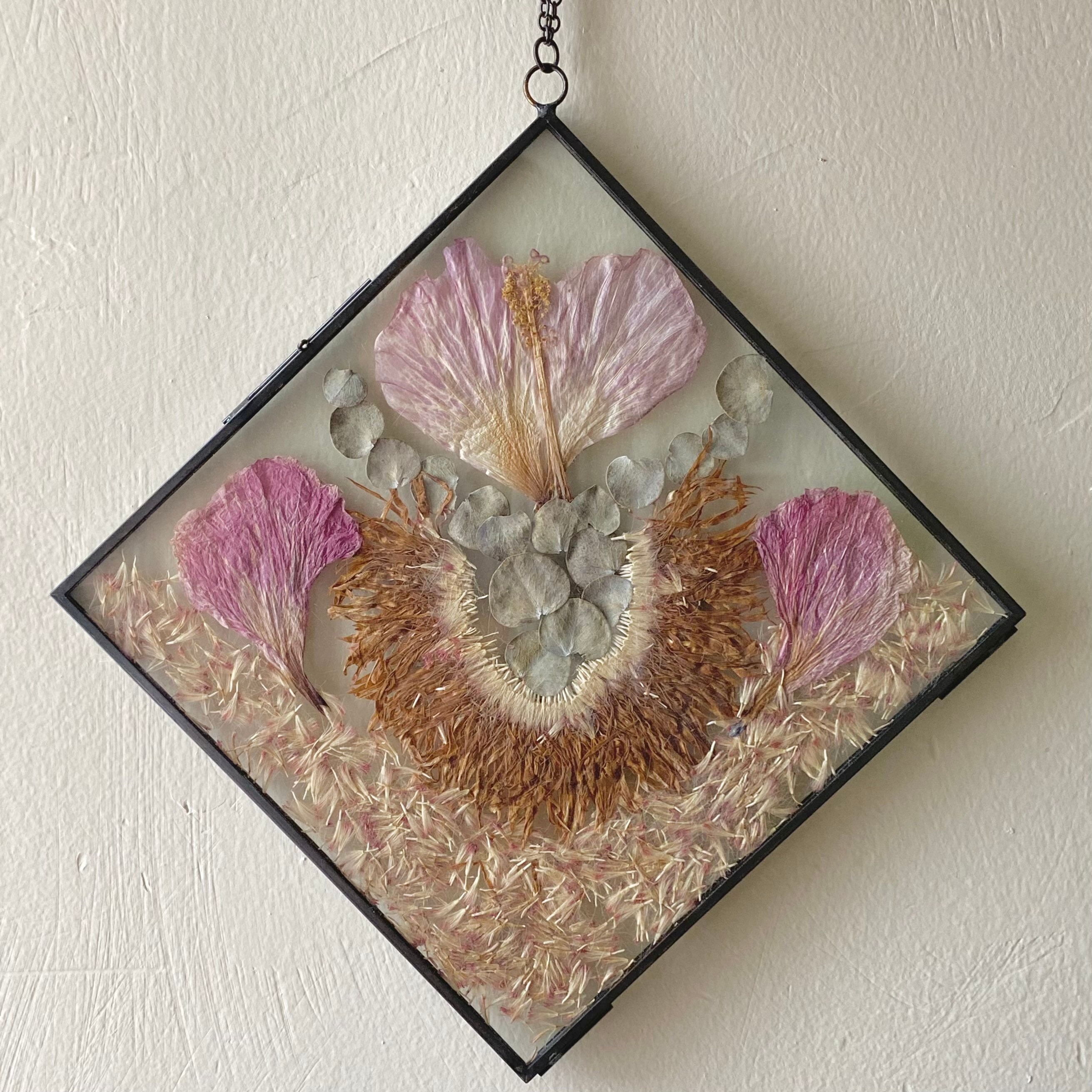 Pressed Flowers Wall Decor Dried Flowers in Glass Frame Etsy