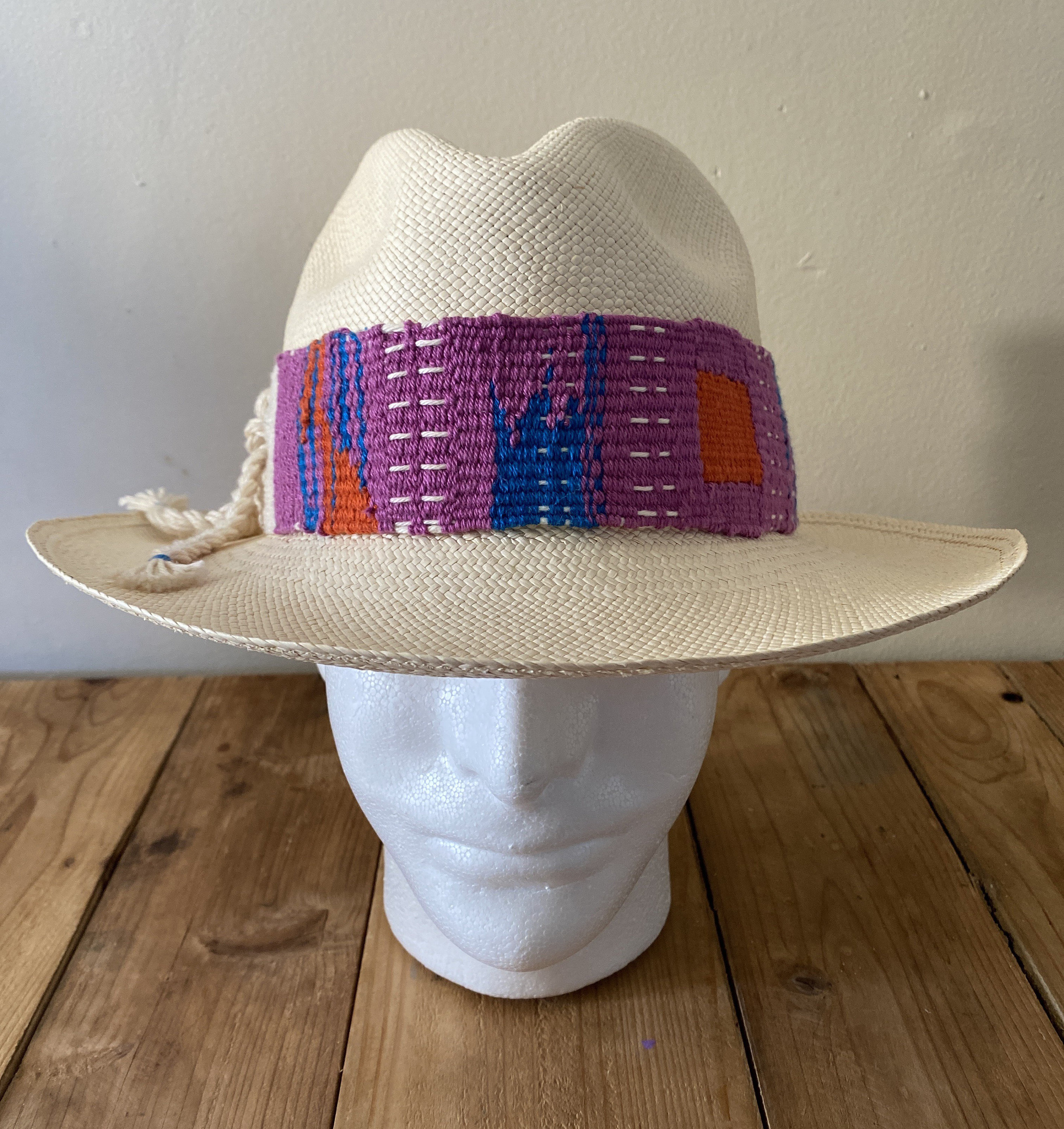 Straw Hat With Handwoven Hat Band Etsy