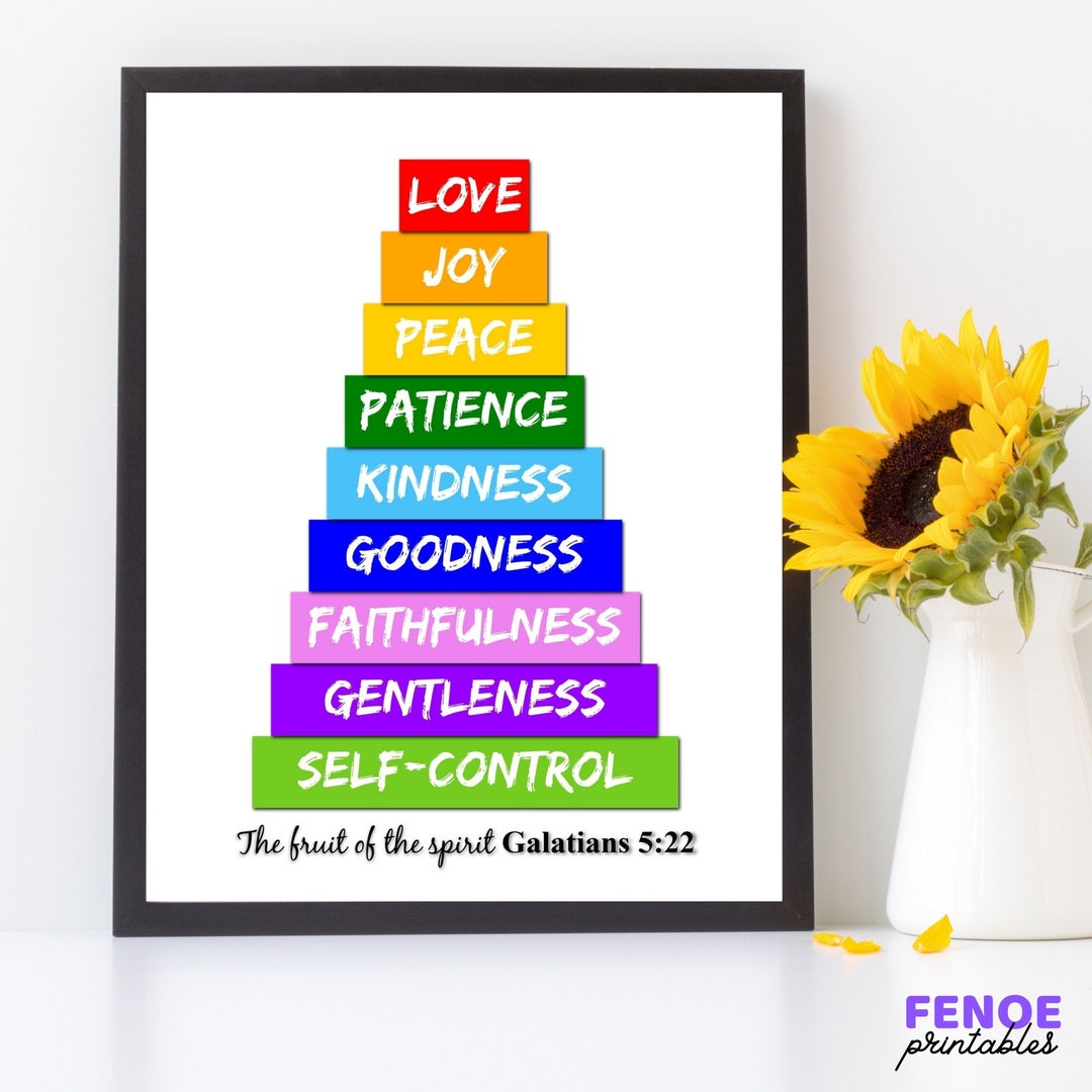 Fruit of the Spirit, Bible Verse Print, Printable Wall Art, Galatians 5 ...