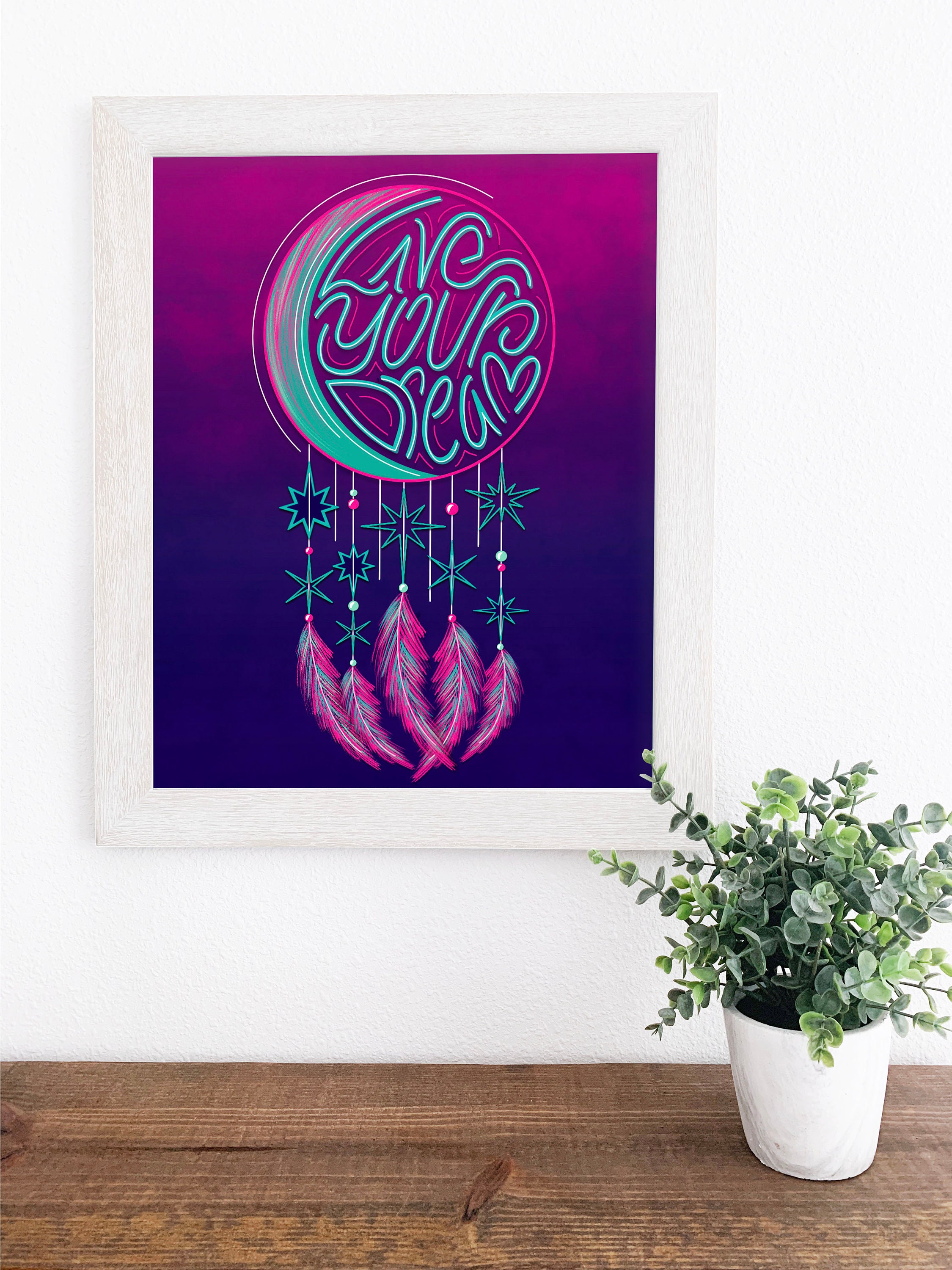 Inspirational Wall Art / Live Your Dream Wall Art / Hand-Drawn | Etsy