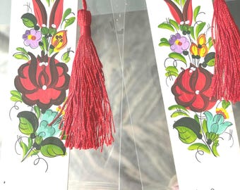 Hand-Painted Hungarian Floral Kalocsa Bookmark Thank you gift Teachers Bridesmaids Worldwide Ship from US