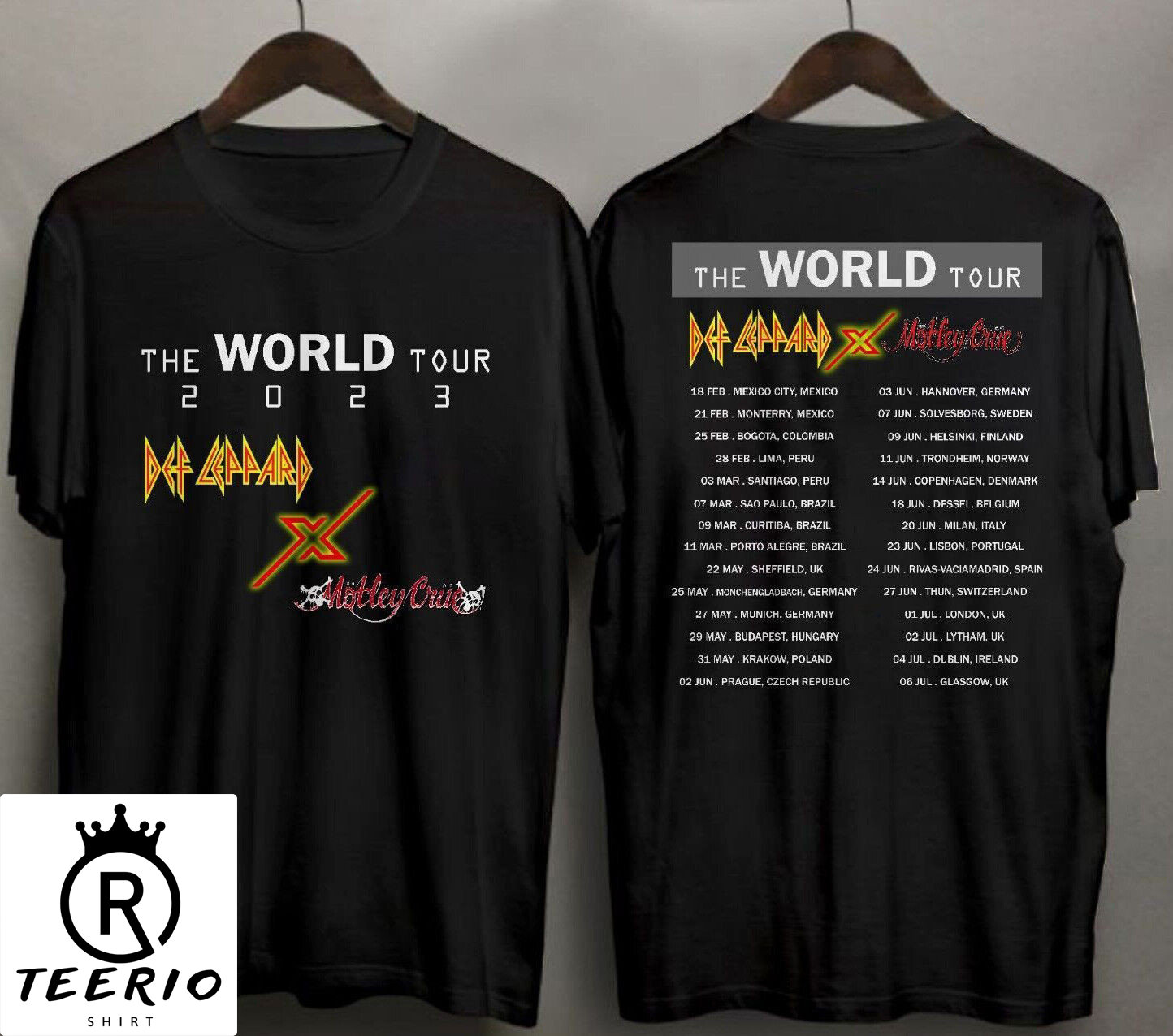 Discover Def Leppard x Motley Crue World Tour 2023 Concert Tee Tour Dates T-shirt