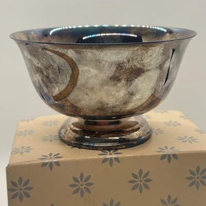 Vintage Silver Footed Dish: Engraved Candy Nut Bowl