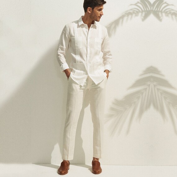 Modern Design Irish Linen Guayabera / Shirt-jac / Guayabel / - Etsy