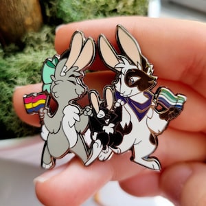 Pan/Gay Bunny Pride Family - Show & Tail Creations 1.75&quot; Hard Enamel Pin