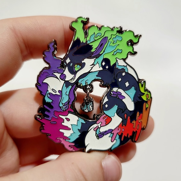 Aurora Borealis Firefox #947 - Fursona Pins 2" Hard Enamel Pin