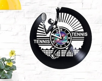 Tennis Vinyl Record Wall Clock, Handmade Sports Decor