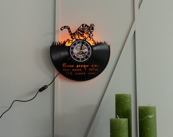 Cartoon Vinyl Record Clock - Night Light, Boys Room Decor
